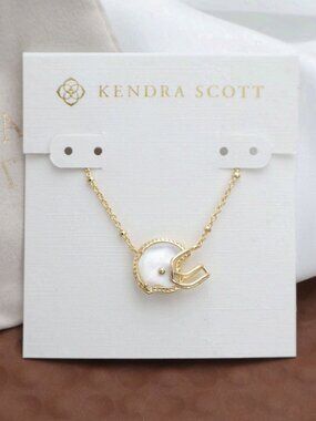 Kendra Scott Football Helmet Ivory Mother-of-Pearl Short Necklace Gold